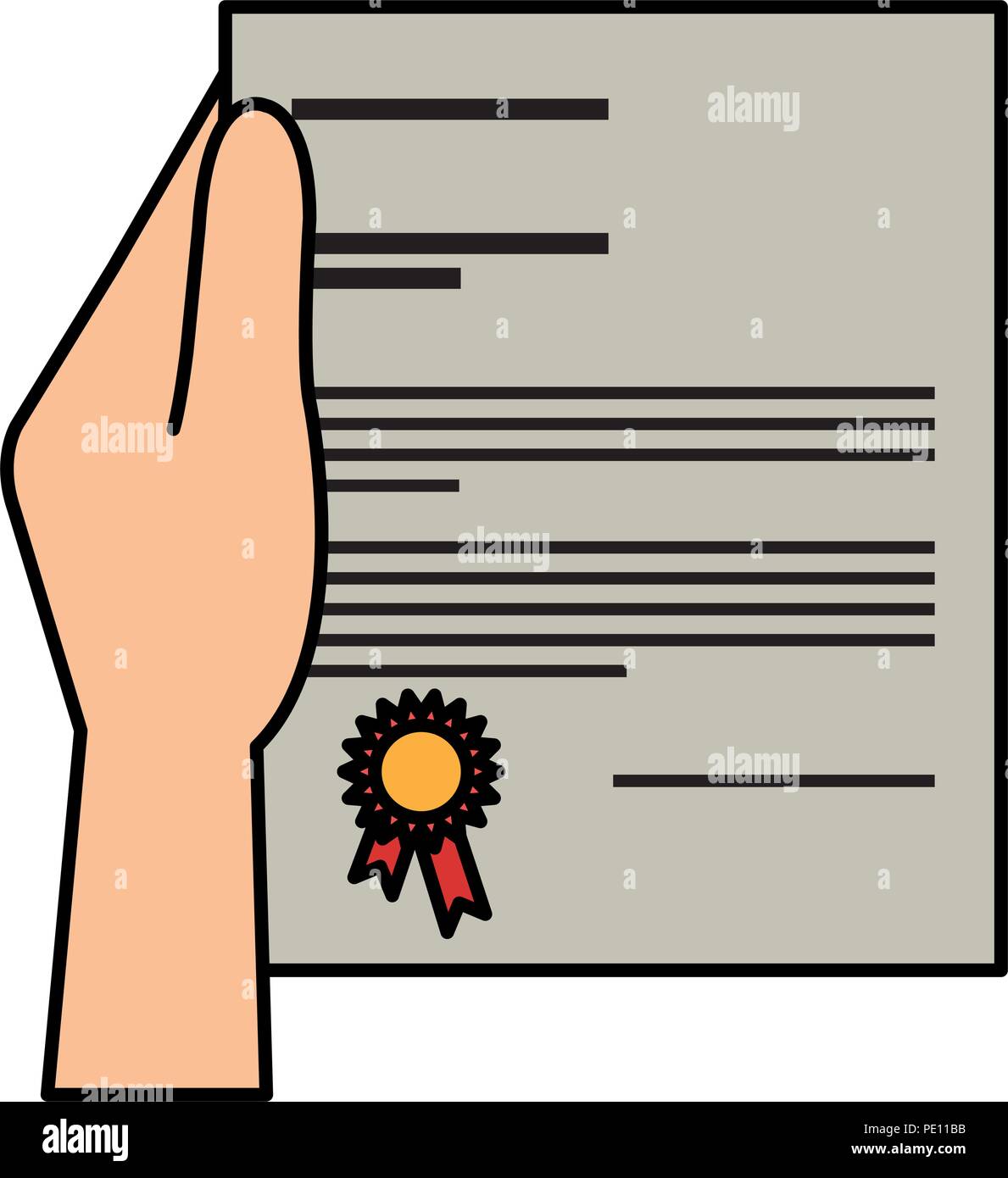 hand with graduation certificate vector illustration design Stock ...