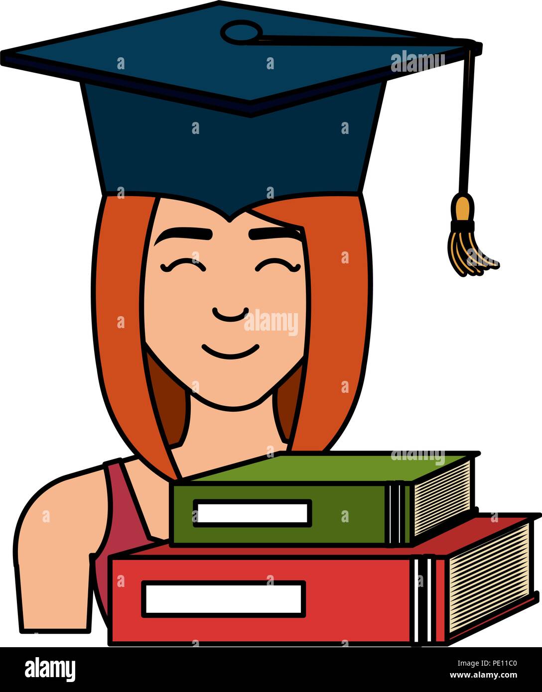 woman student graduation with books vector illustration design Stock ...