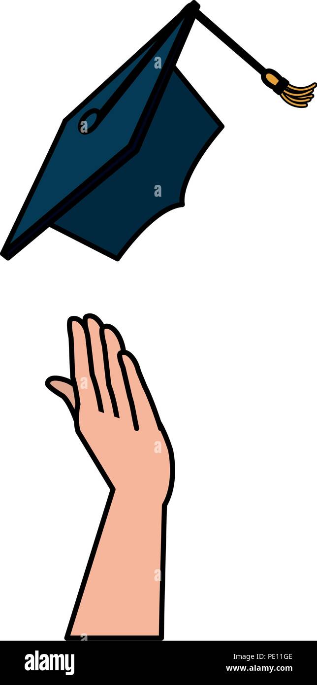 hand throwing hat graduation vector illustration design Stock Vector ...