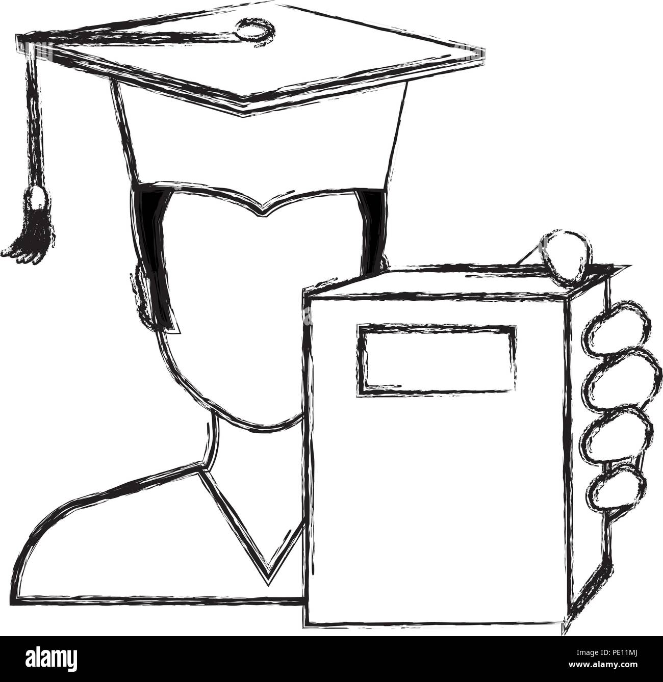 young student graduate with text books school vector illustration ...