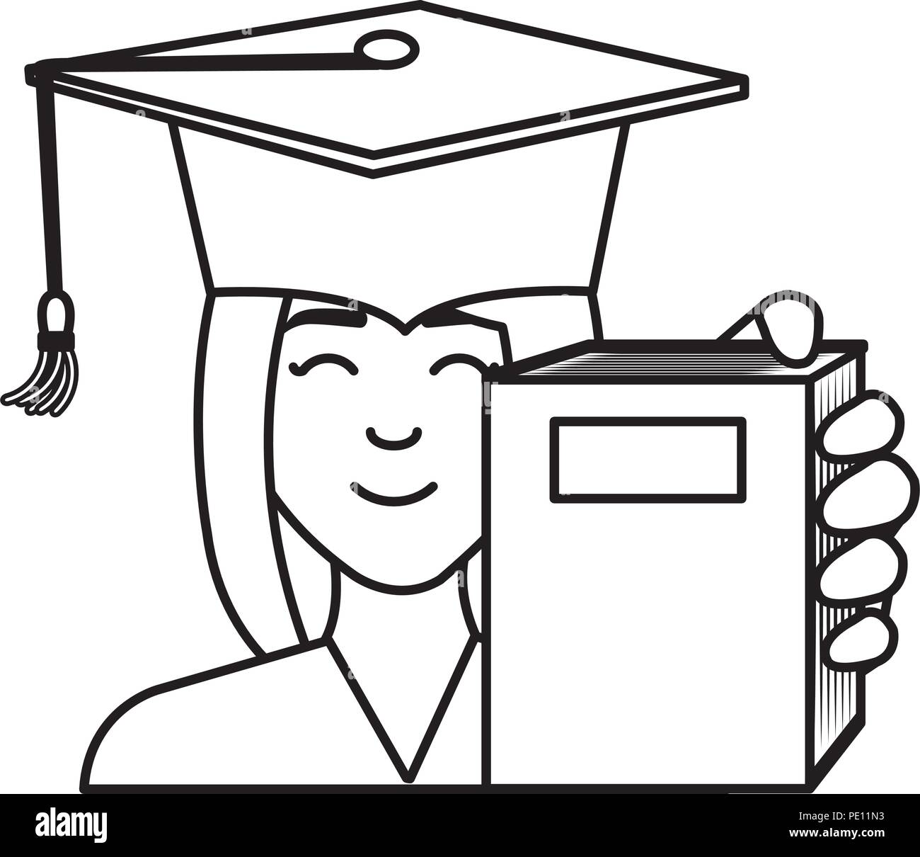 woman student graduation with books vector illustration design Stock ...