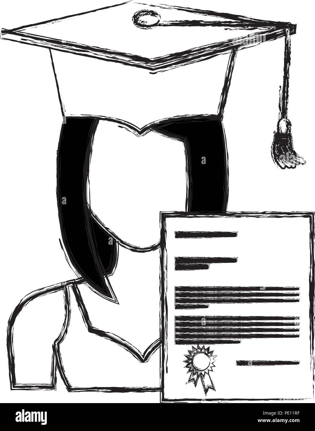 woman student graduation with diploma vector illustration design Stock ...