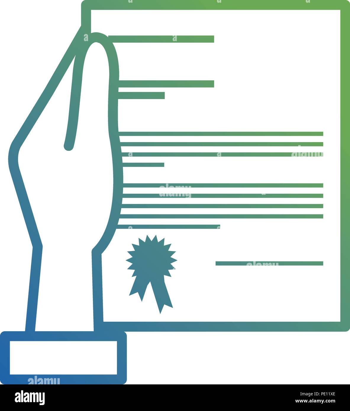 hand with graduation certificate vector illustration design Stock ...