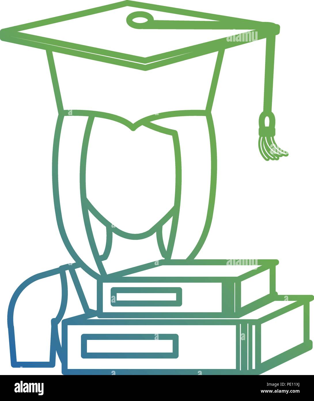 woman student graduation with books vector illustration design Stock ...