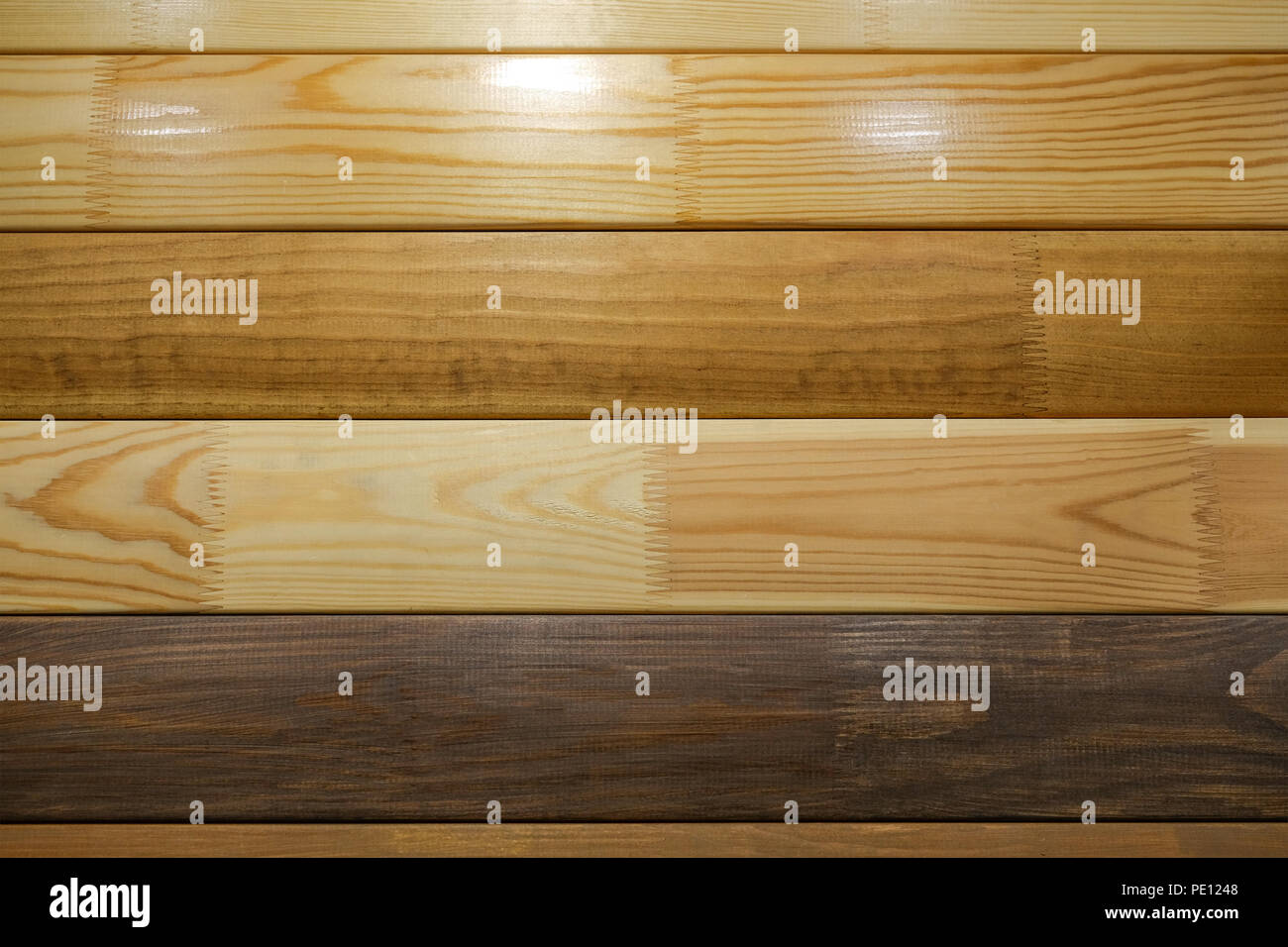 Polished Board. Different types of wood. White oak. Bog oak. Light walnut.  Details for the manufacture of shelves. Wood texture Stock Photo - Alamy