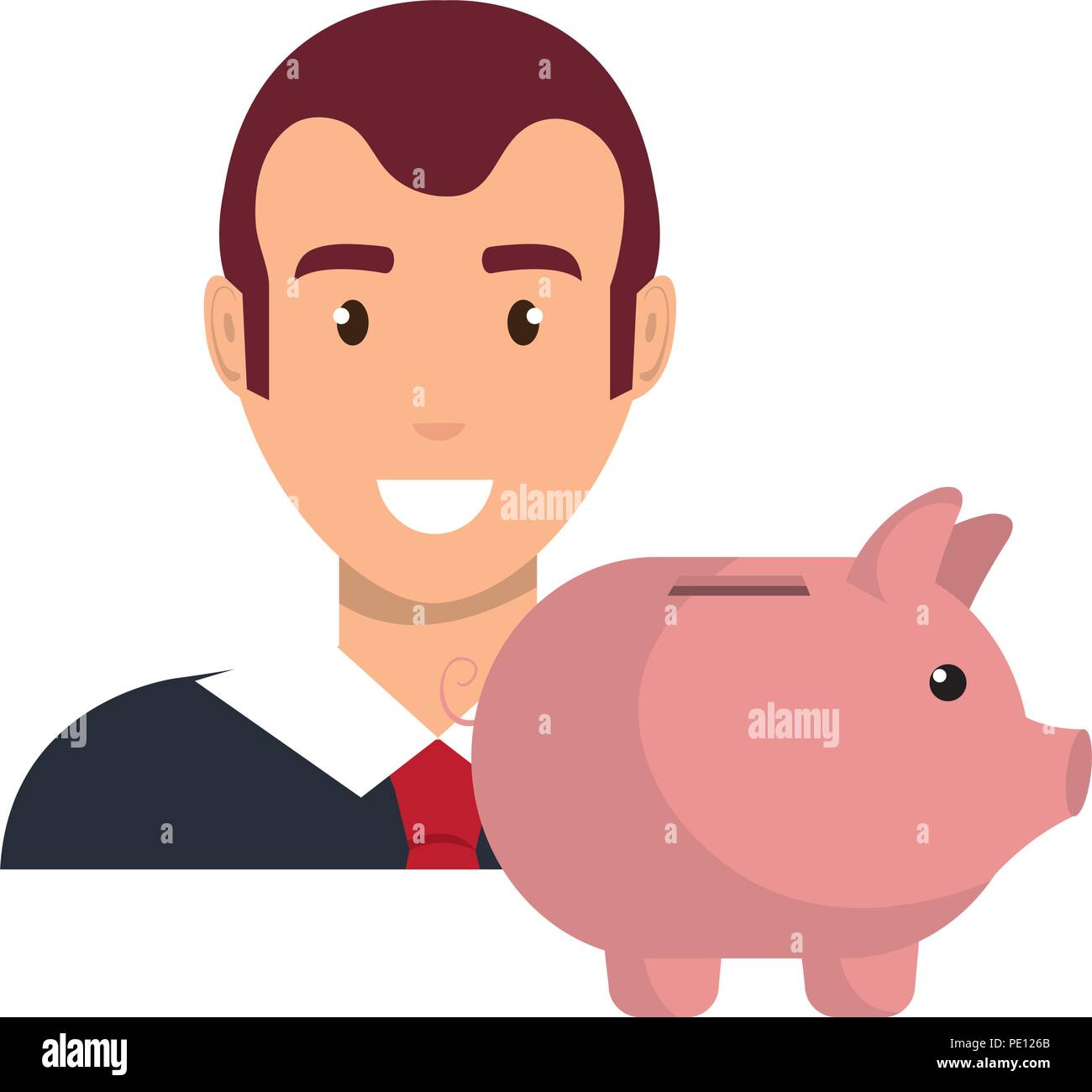 businessman with piggy savings vector illustration design Stock Vector ...