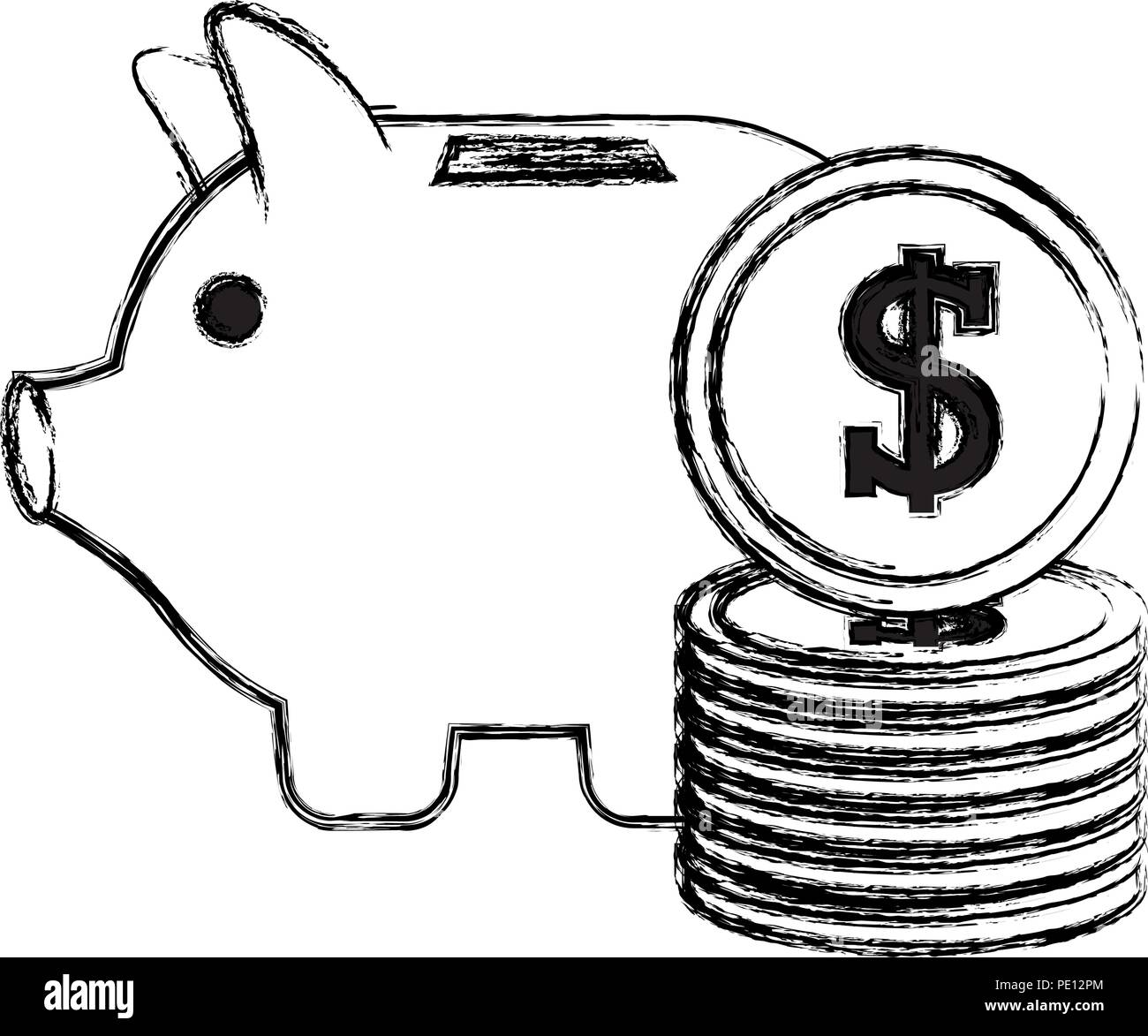piggy savings with coins money vector illustration design Stock Vector ...