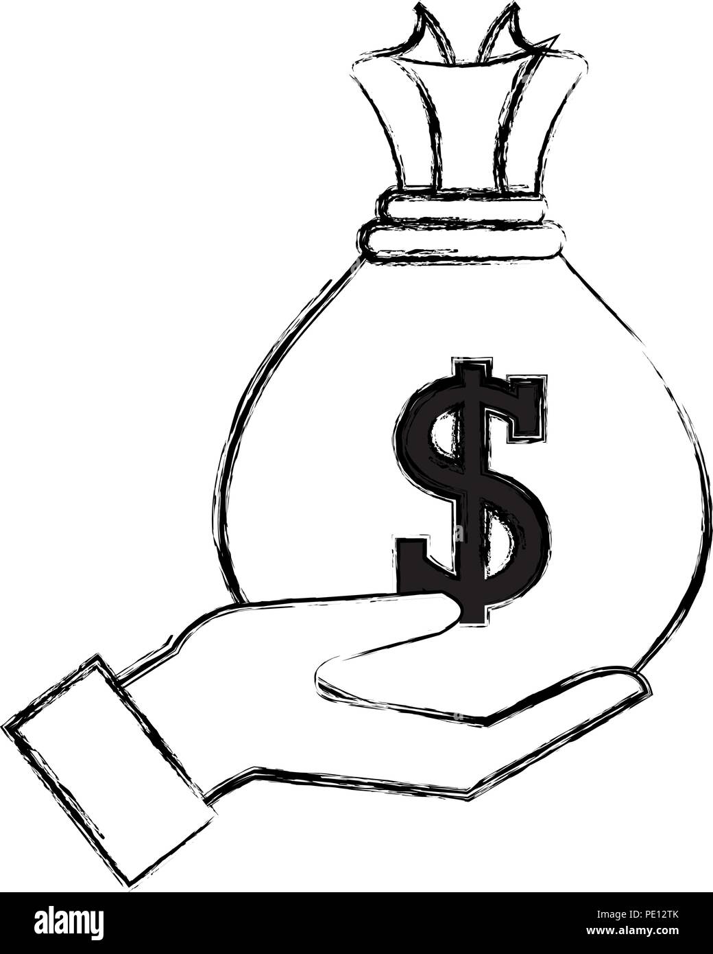 hand with money bag vector illustration design Stock Vector Image & Art ...