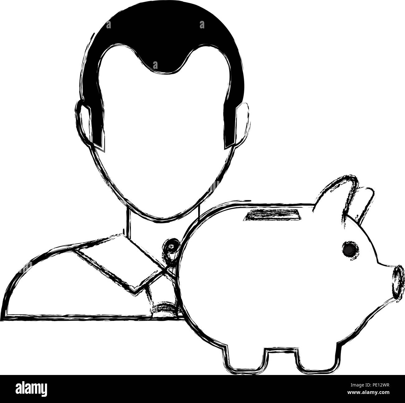 businessman with piggy savings vector illustration design Stock Vector ...