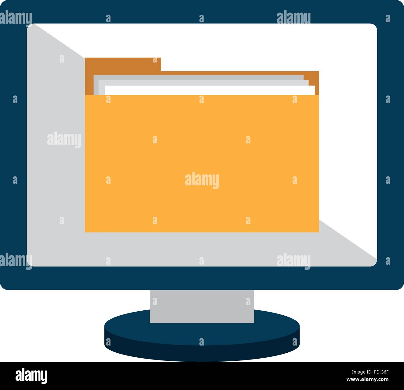 computer display with folder vector illustration design Stock Vector ...