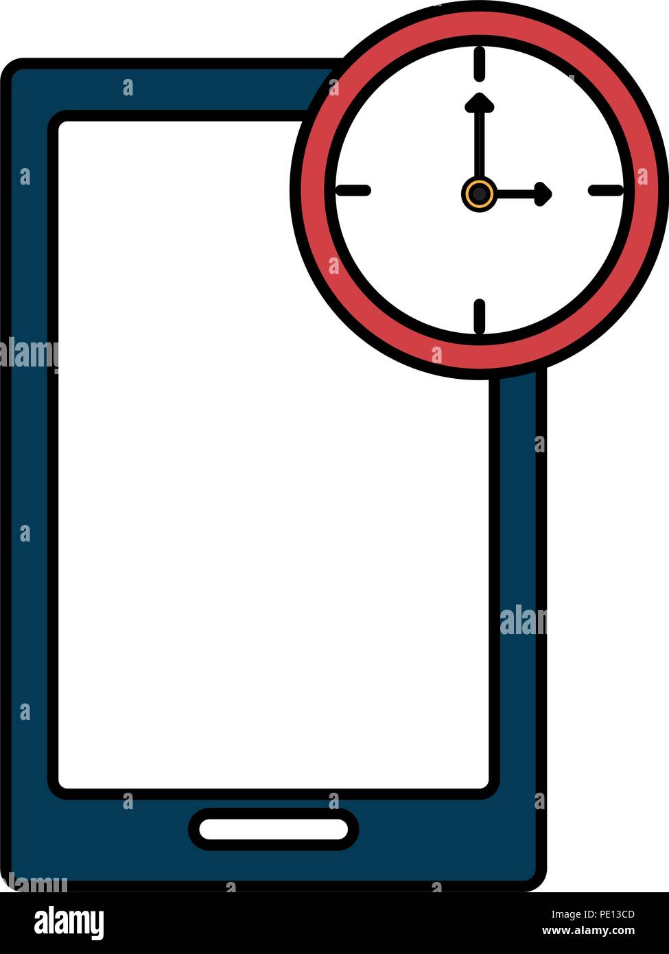 smartphone with time clock vector illustration design Stock Vector ...