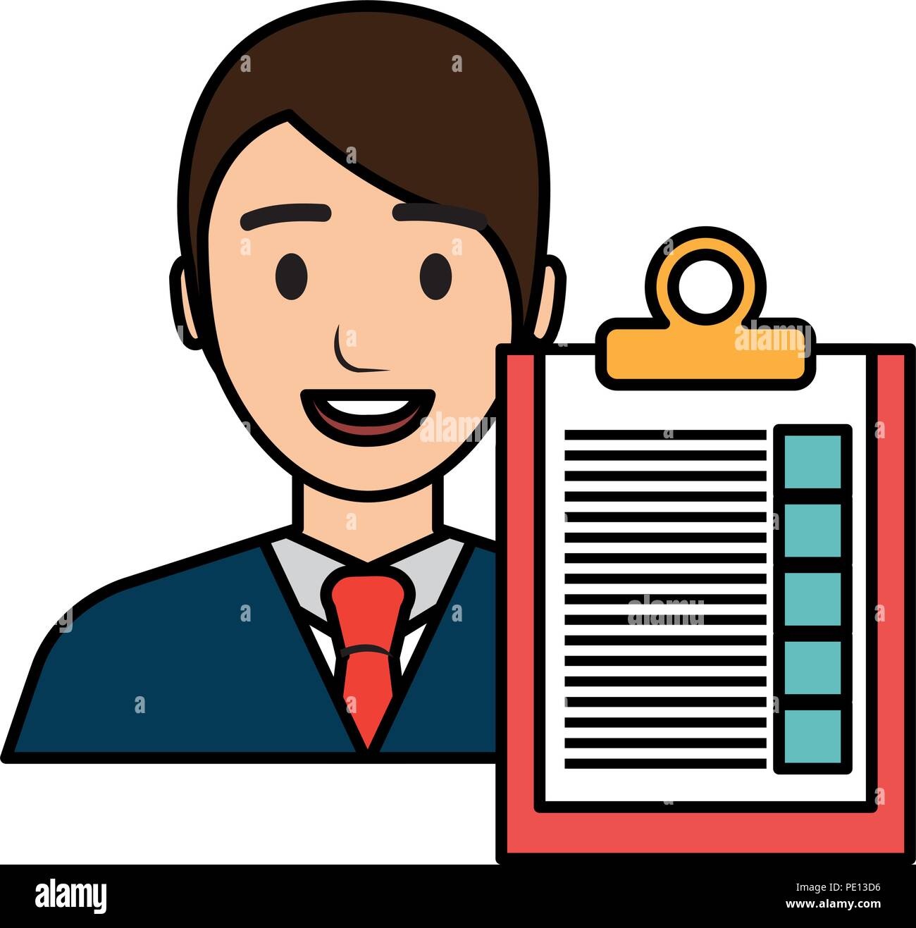 Businessman checklist avatar character Stock Vector Images - Alamy