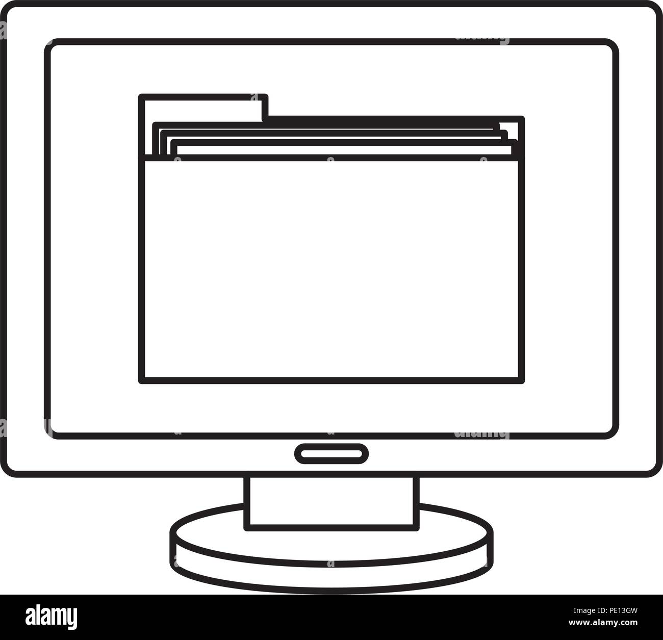 computer display with folder vector illustration design Stock Vector ...