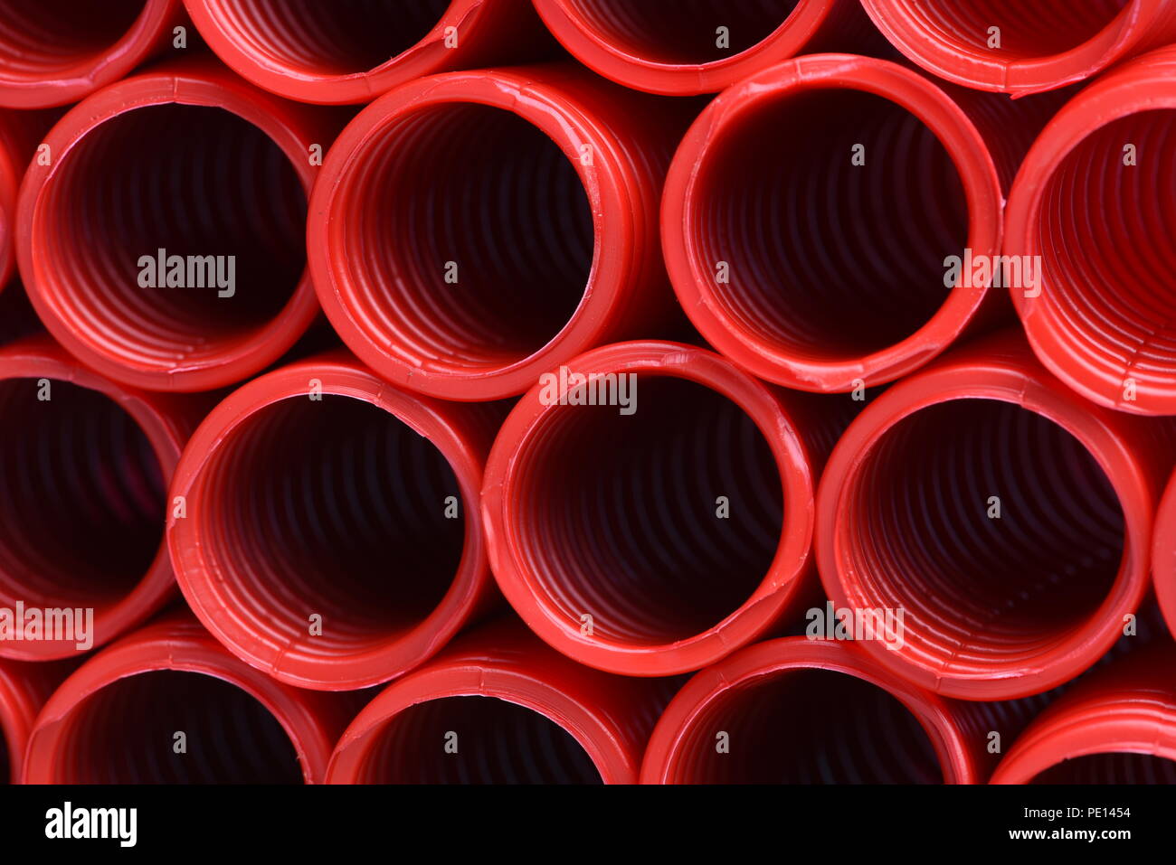 Corrugated pipe for electrical installation Stock Photo