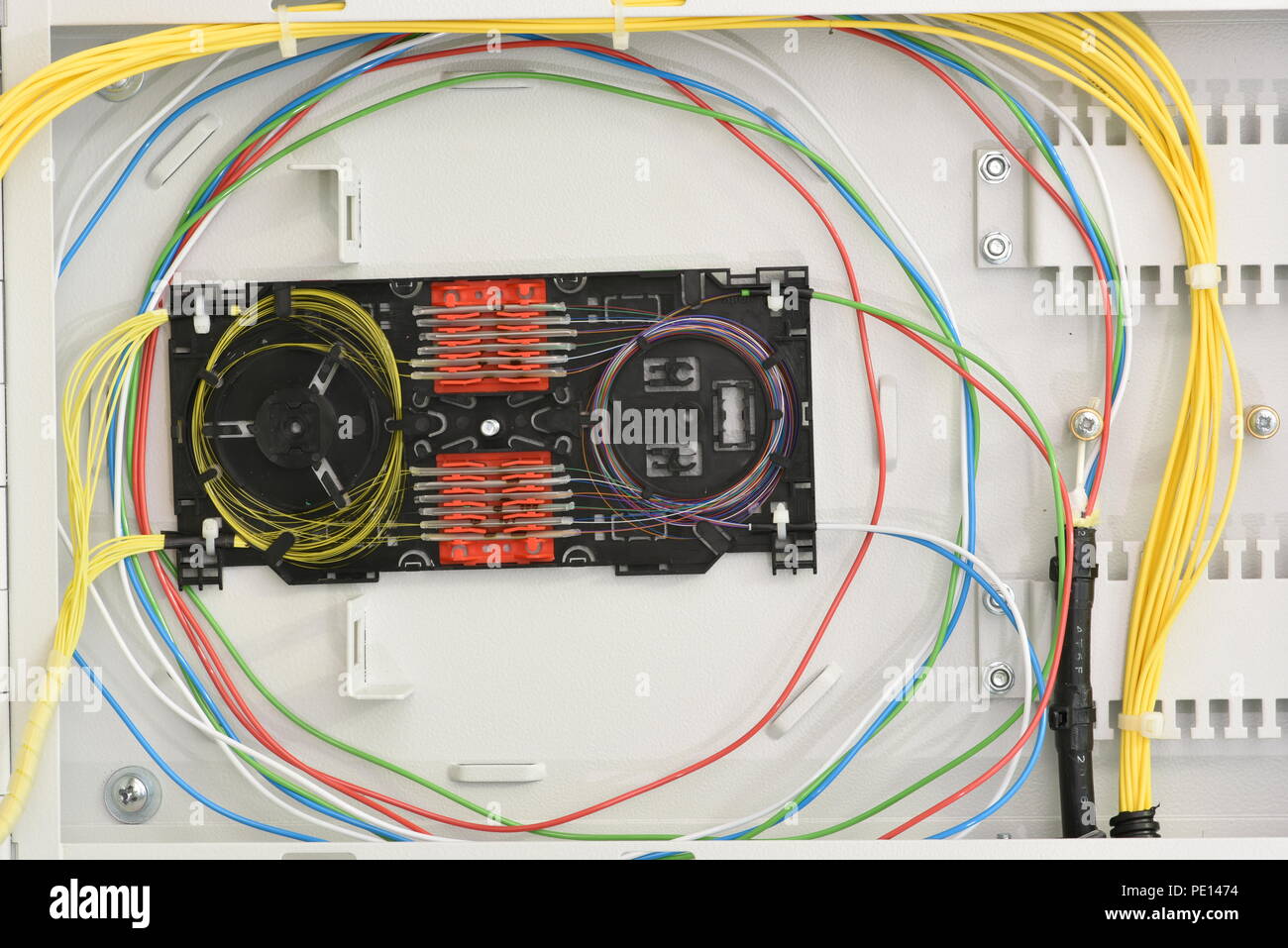 Optical fiber distribution frame fiber networking Stock Photo Alamy