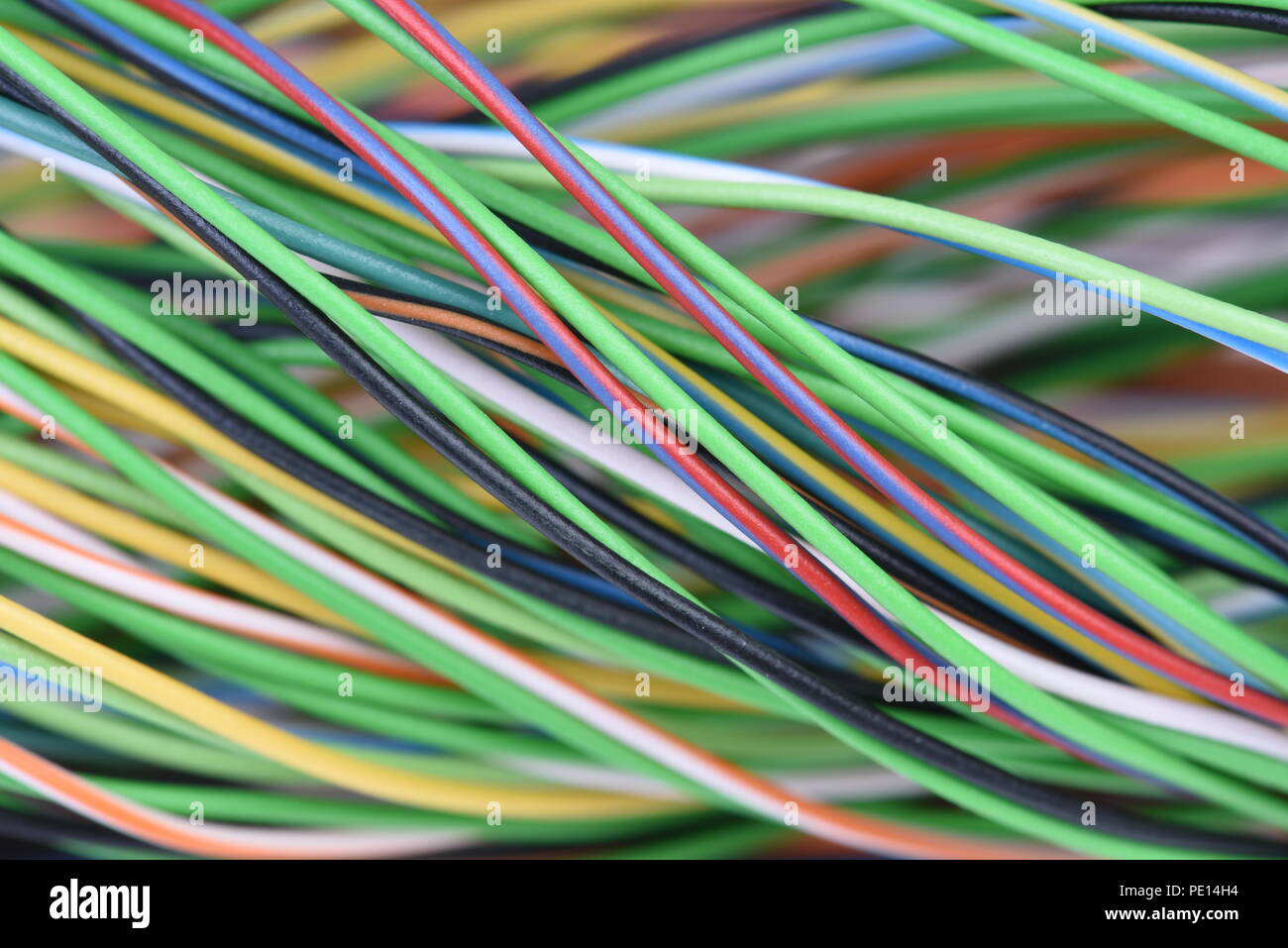 Closeup of cable in electrical wiring systems Stock Photo