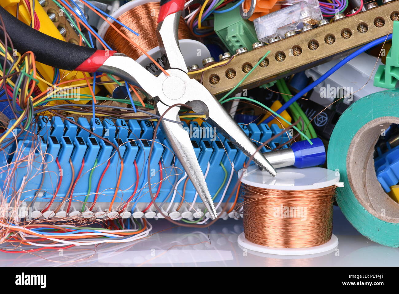 Tools and cables used in electrical home installation Stock Photo Alamy