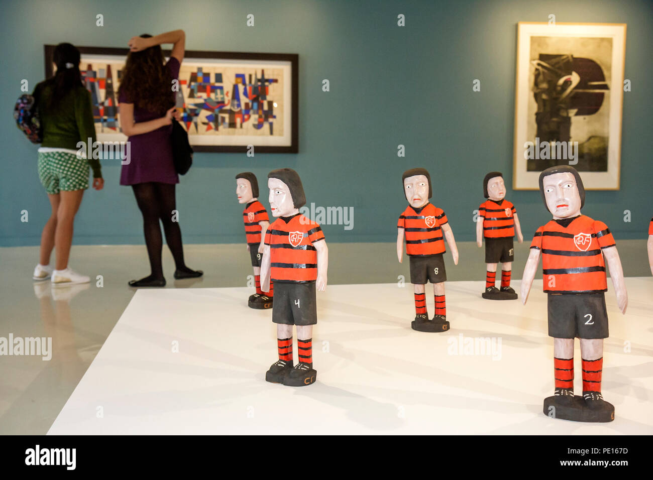 Miami Florida,Freedom Tower,Borders,modernism artwork,art,Inter American Development Bank collection,installation,figurines,soccer footbal futbol,squa Stock Photo