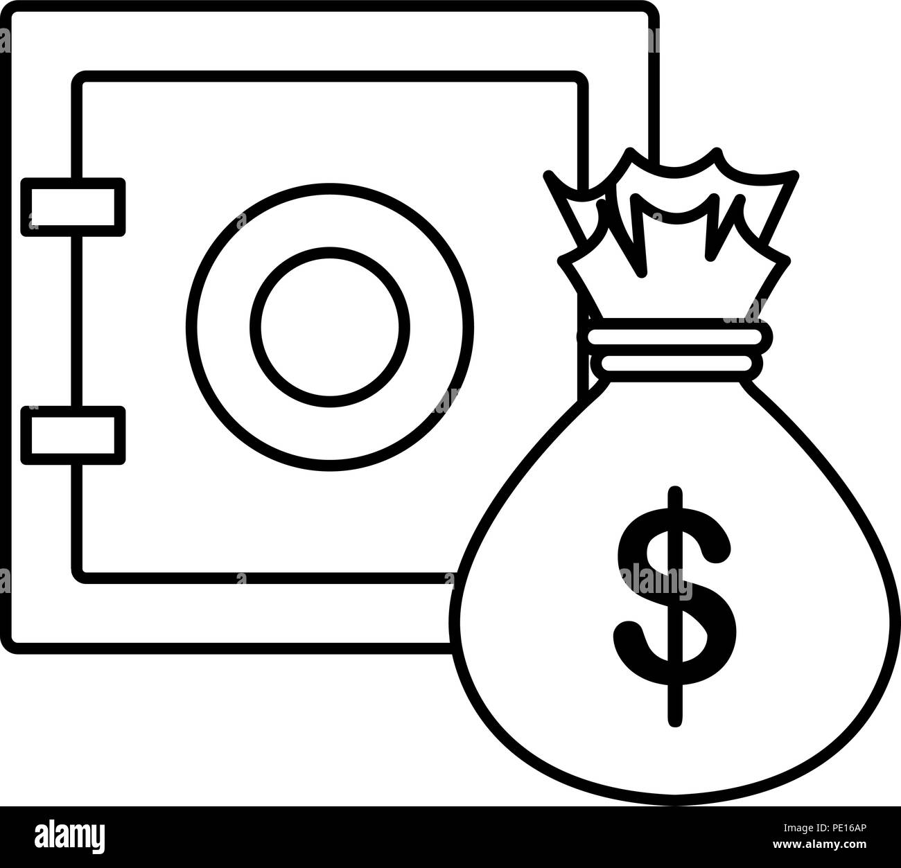 money bag with safe box vector illustration design Stock Vector Image ...