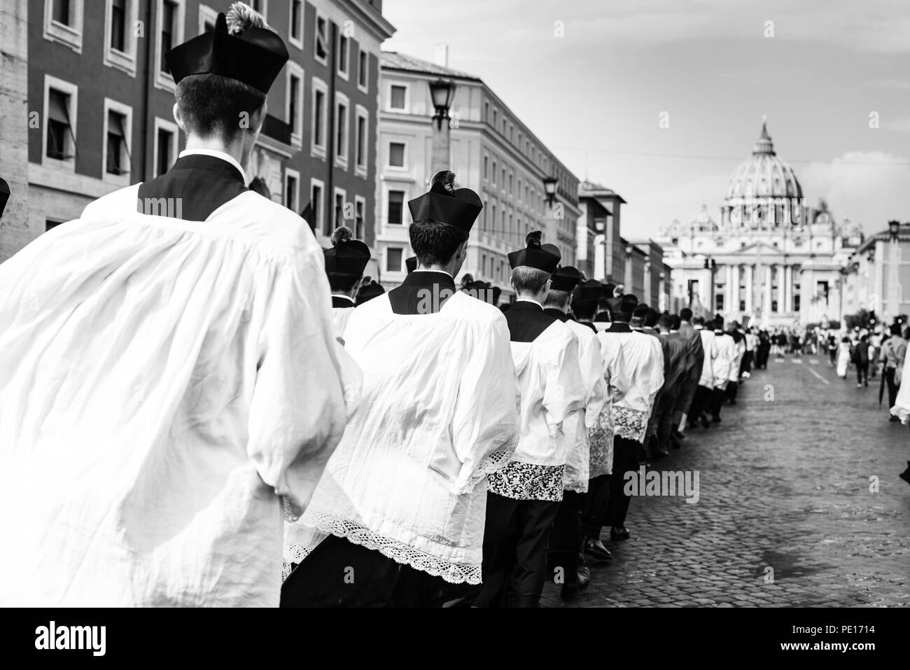 Italy-Rome - 7 September 2017 - celebration of the pilgrimage of the summit pontificum for the tenth anniversary, priests and religious and nuns in pr Stock Photo