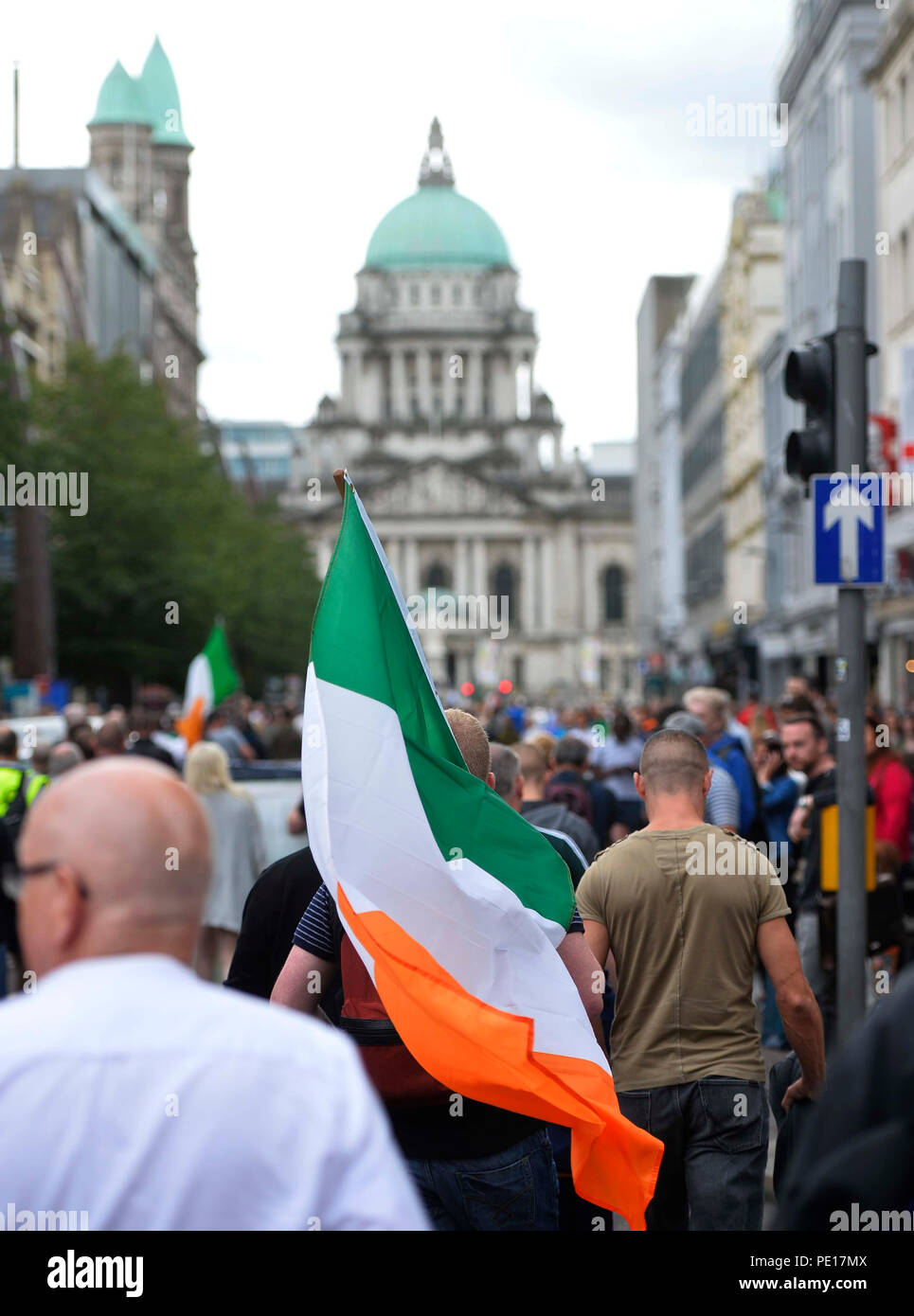 Protesters on an anti-internment march in Belfast city centre Stock