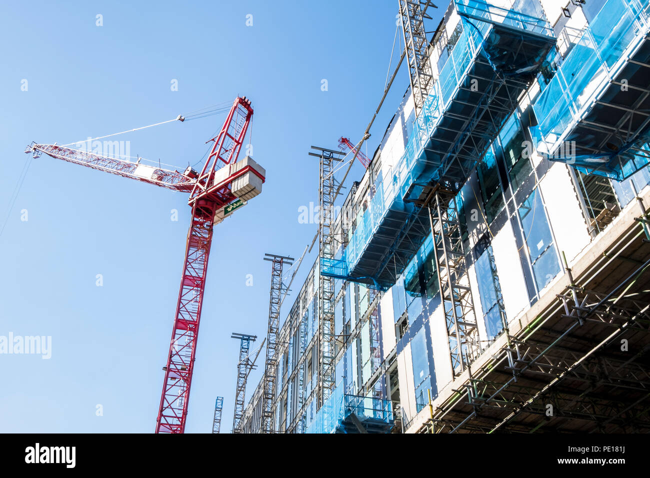 Tower crane, construction site, Sheffield, England, UK Stock Photo