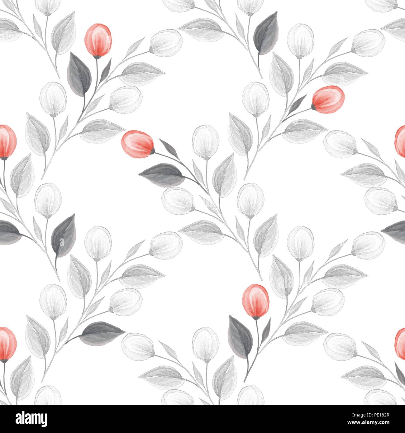 hand drawn watercolor floral seamless pattern Stock Photo - Alamy