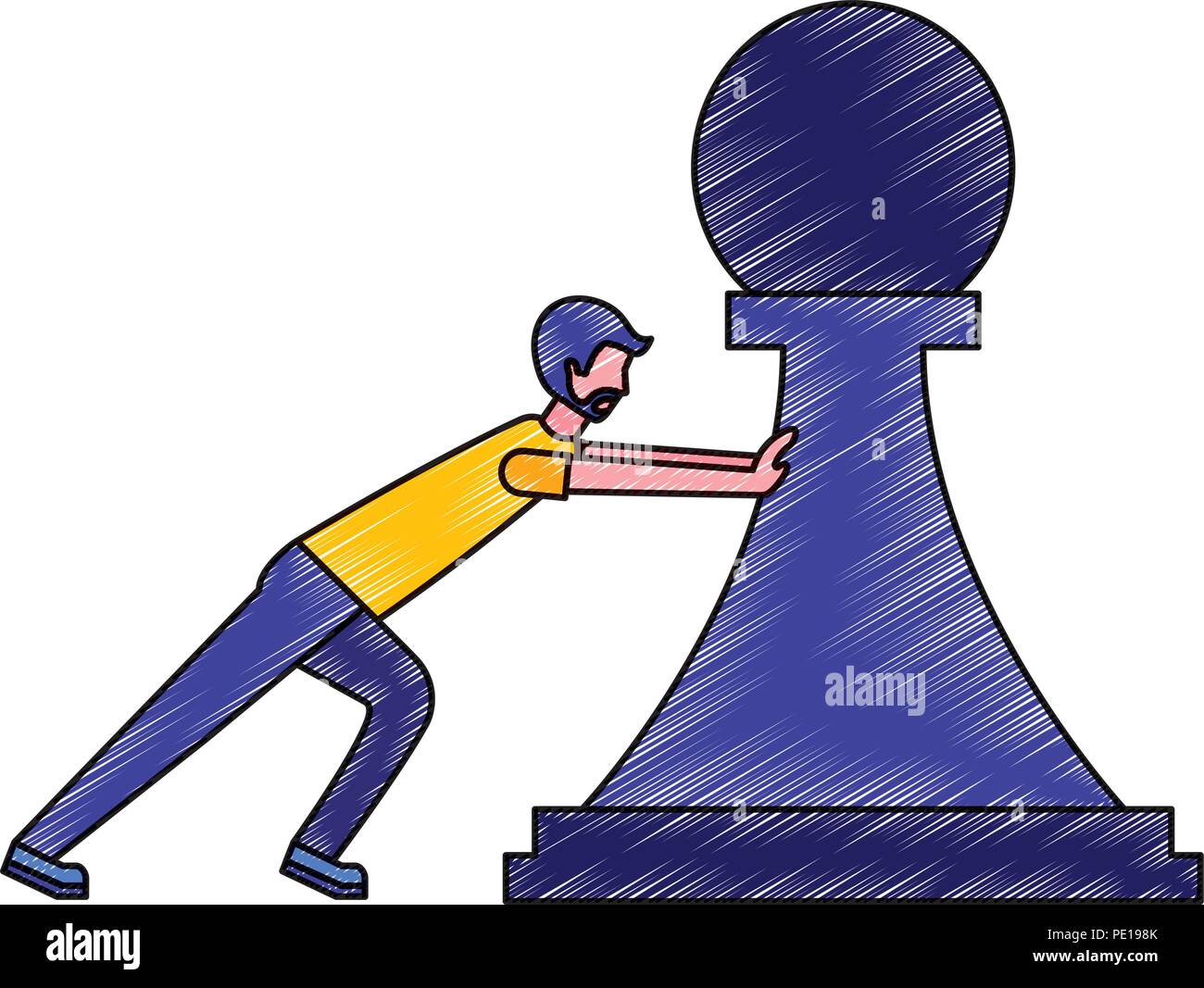 man pushing chess piece pawn strategy Stock Vector Image & Art Alamy