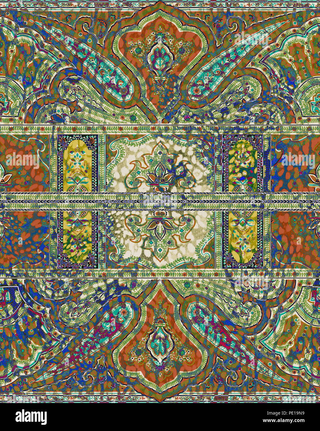 Paisley pattern. Vintage background in batik style. Beautiful multicolor floral for your business Stock Photo