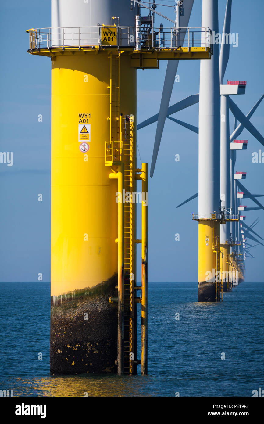 Walney 1 Offshore Wind Farm off the coast of Barrow-in-Furness in the Irish Sea Stock Photo