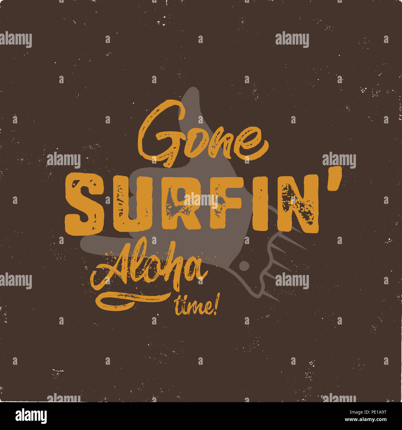 Vintage hand drawn summer T-Shirt. Gone surfing - aloha time with surf old  motorcycle and shaka sign. Perfect for tee, mug or any other prints. Stock  Stock Photo - Alamy