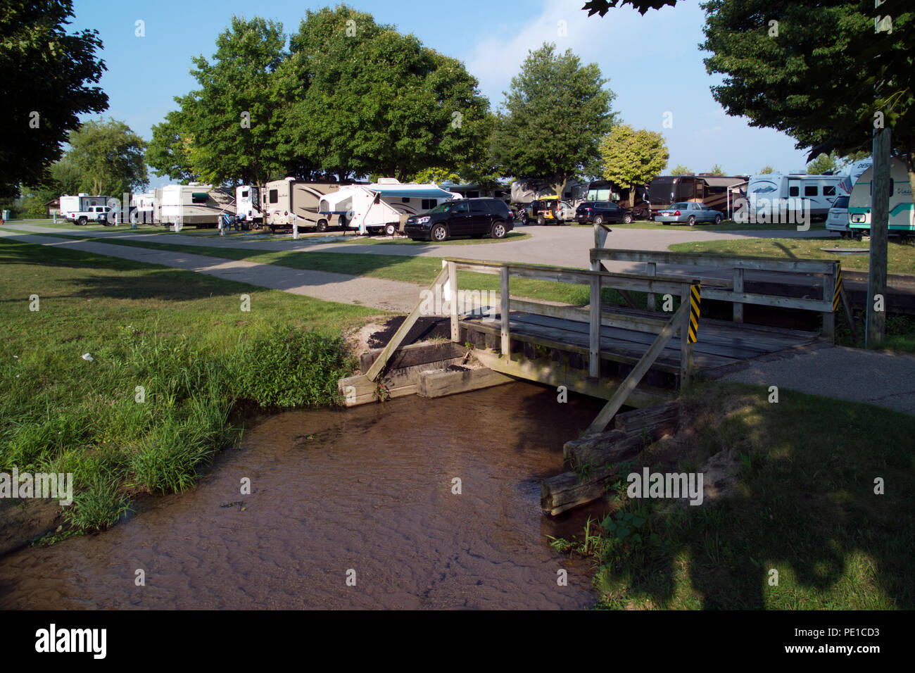 RV trailer park and campground in Montague, Michigan near the end of