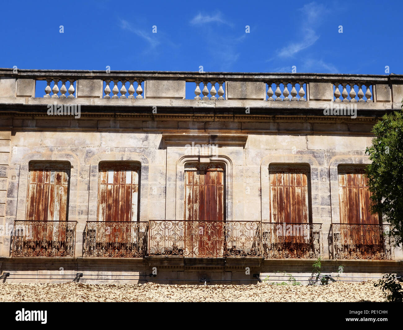 Blue Window Shutters And Awnings On Building In Arles Stock Photo Alamy