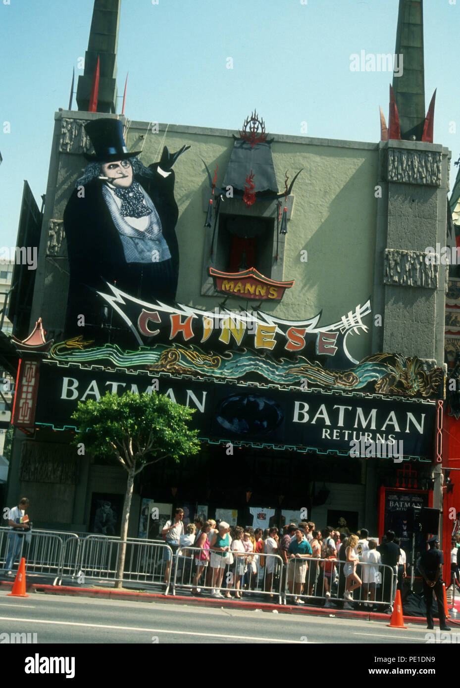 HOLLYWOOD, CA - JUNE 15: A general view of atmosphere at 'Michael Keaton Hand and Footprints Ceremony' on June 15, 1992 at Mann Chinese Theatre in Hollywood, California. Photo by Barry King/Alamy Stock Photo Stock Photo
