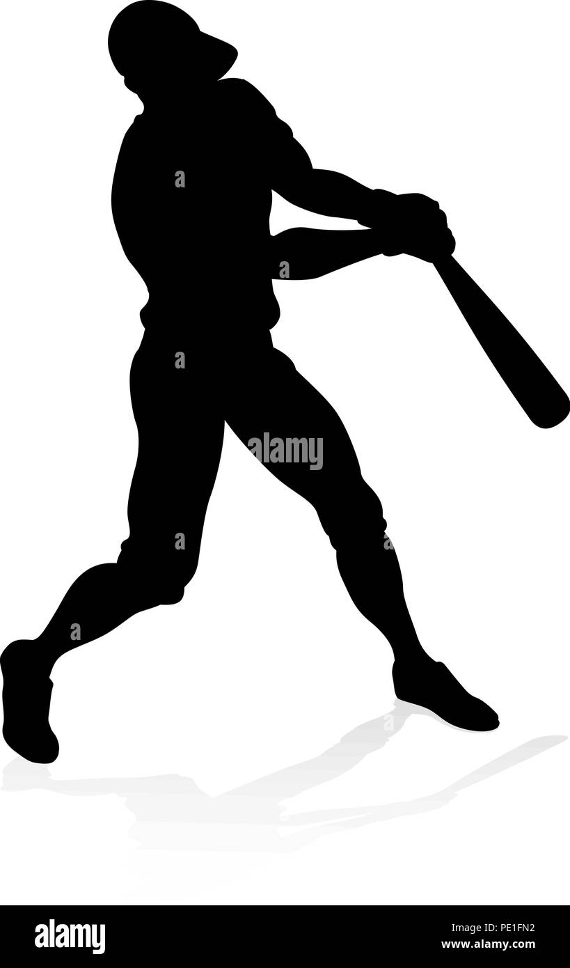 Baseball Player Silhouette  Stock Vector