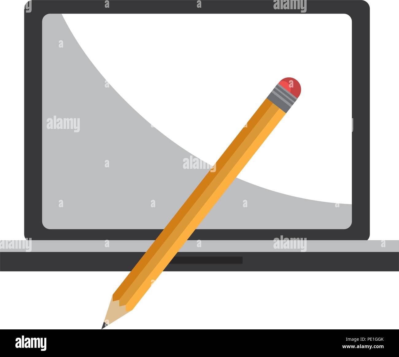 laptop computer with pencil vector illustration design Stock Vector ...