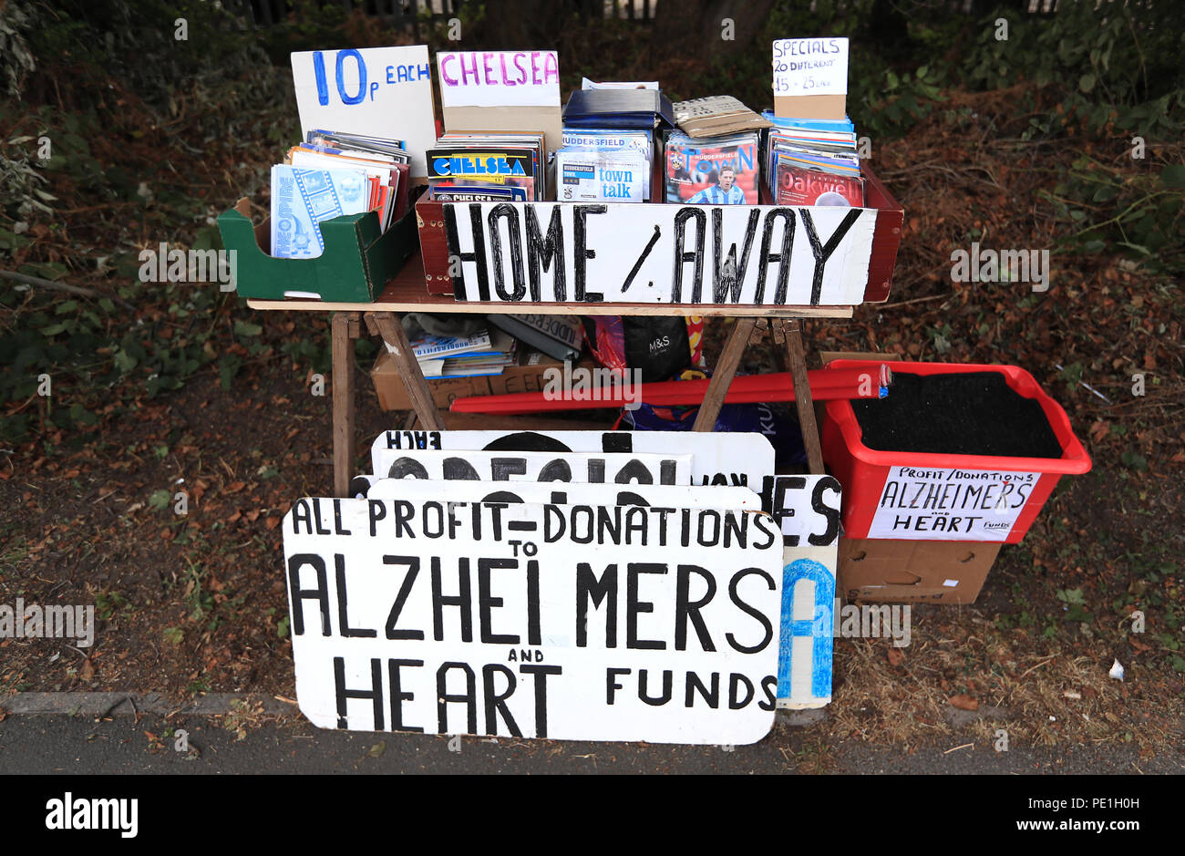 Old Football Programmes And Books Being Sold Outside The John