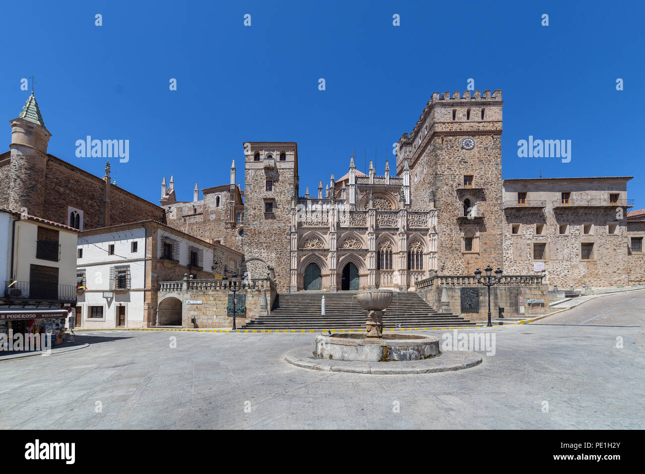 Gudalupe abbey in Caceres, historic building in Extremadura, Spain Stock Photo