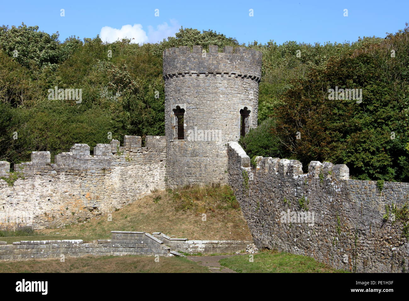 Dunraven bay walled gardens left over from Dunraven castle demolished years ago and on the heritage coastline of the Vale of Glamorgan in Wales. Stock Photo