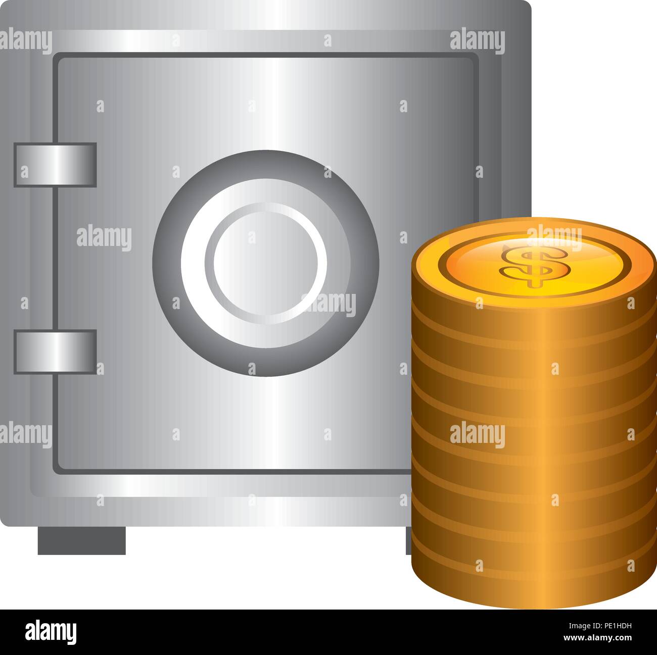 coins money with safe box vector illustration design Stock Vector Image ...
