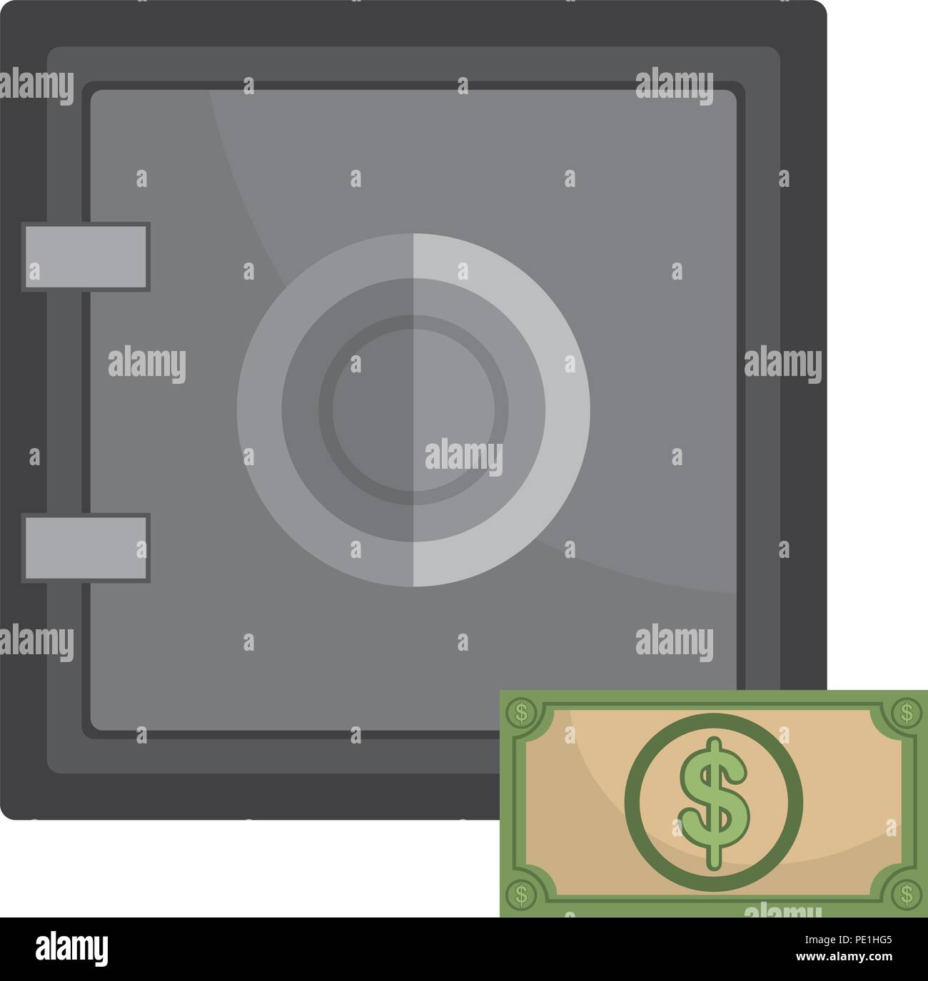 safe box with bill dollar vector illustration design Stock Vector Image ...