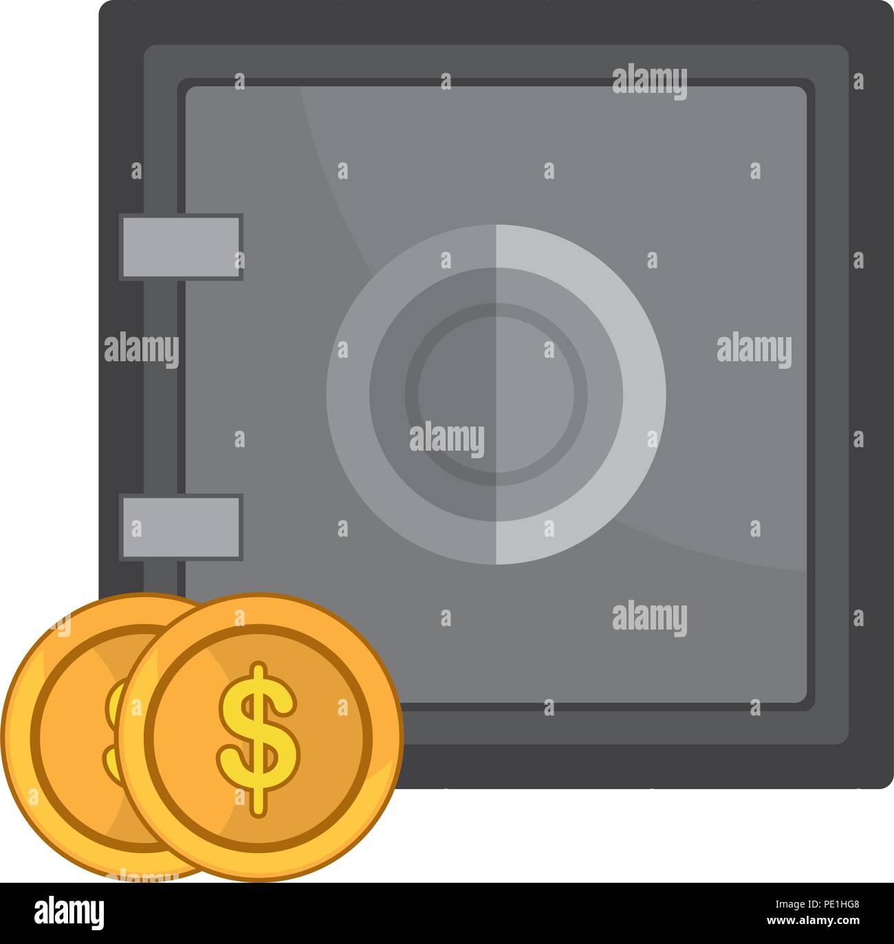 coins money with safe box vector illustration design Stock Vector Image ...