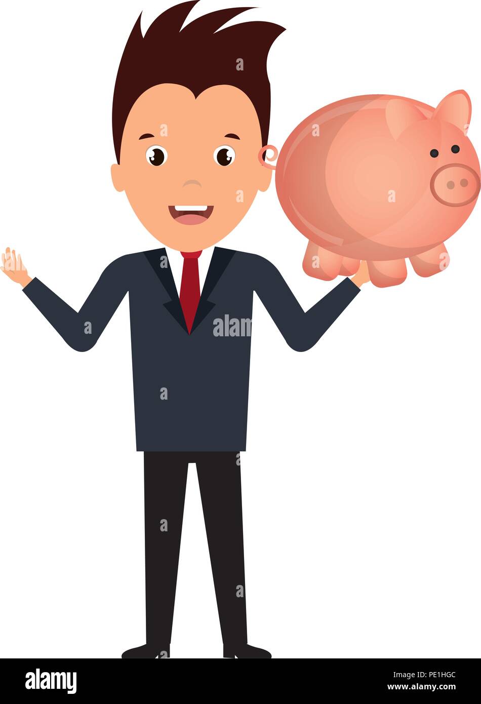 businessman with piggy savings vector illustration design Stock Vector ...