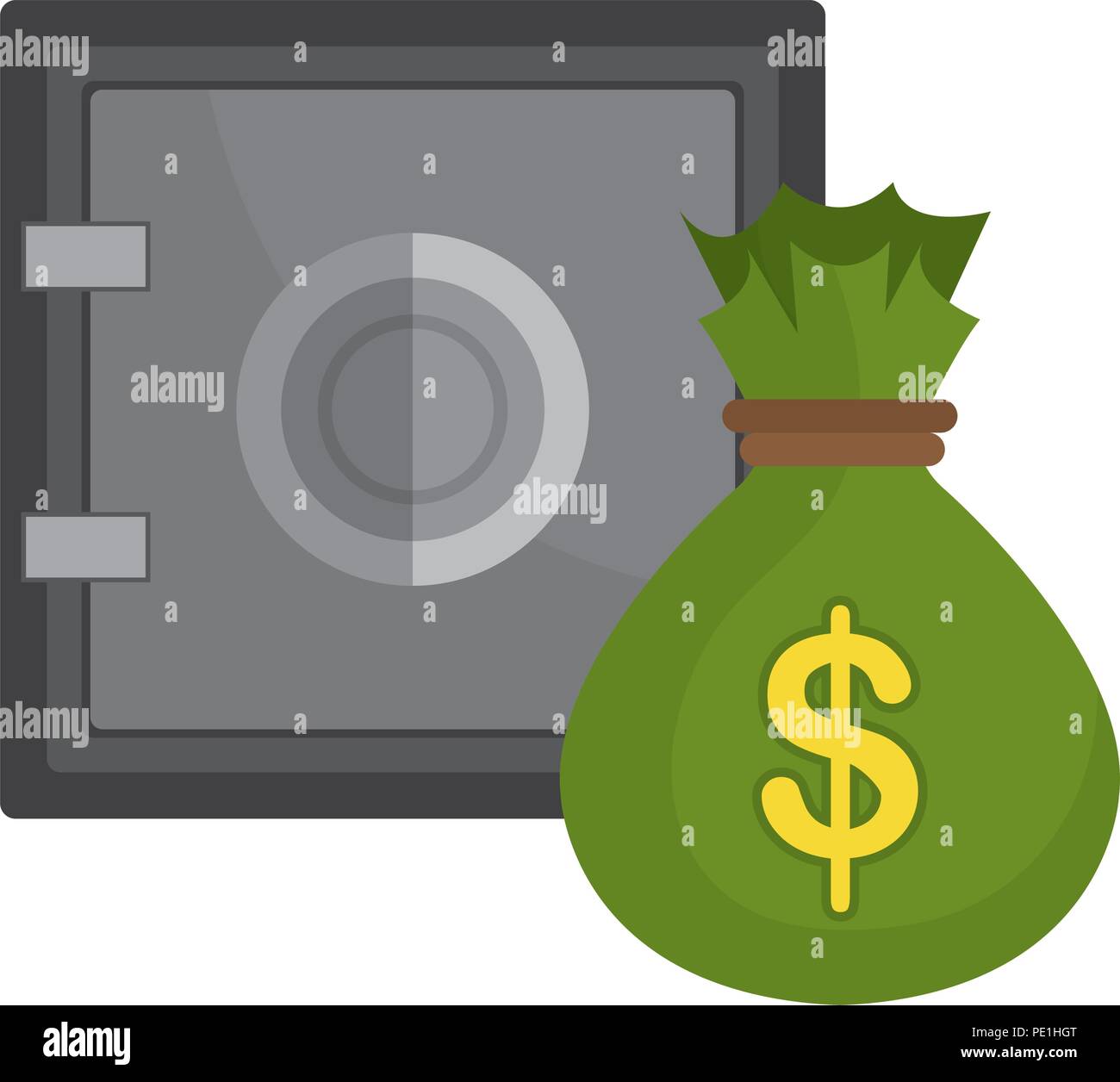 money bag with safe box vector illustration design Stock Vector Image ...