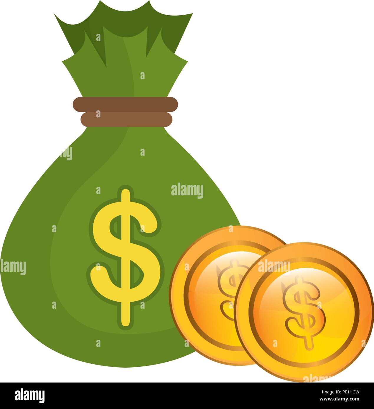 money bag with coins vector illustration design Stock Vector Image ...