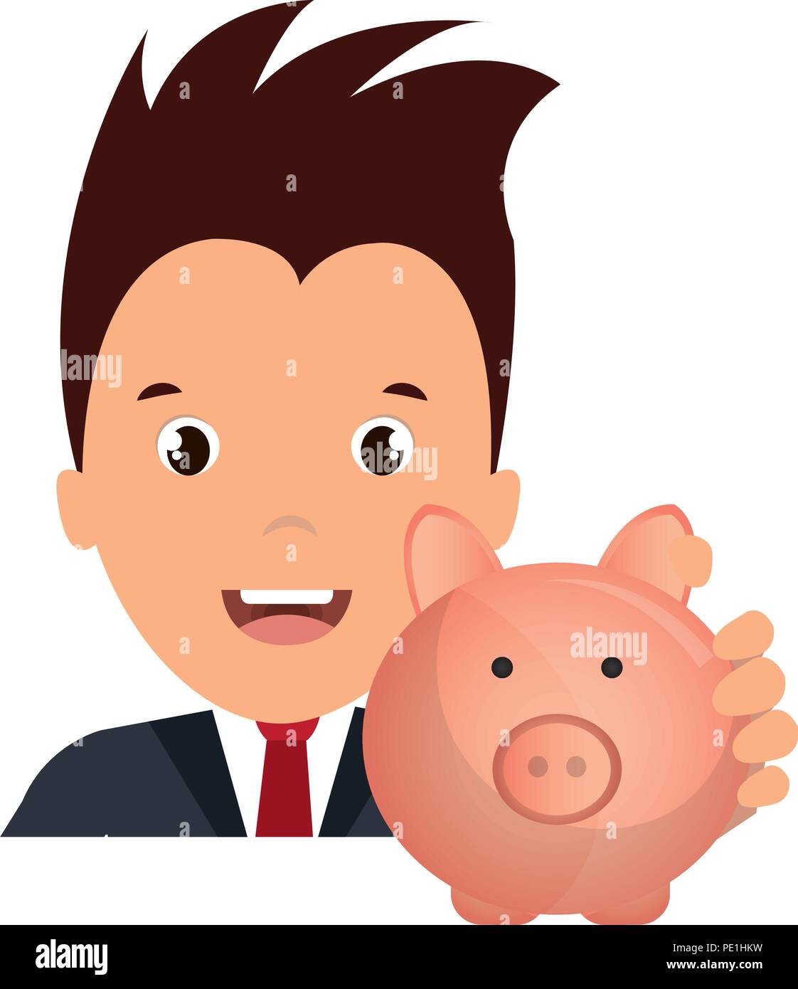 businessman with piggy savings vector illustration design Stock Vector ...