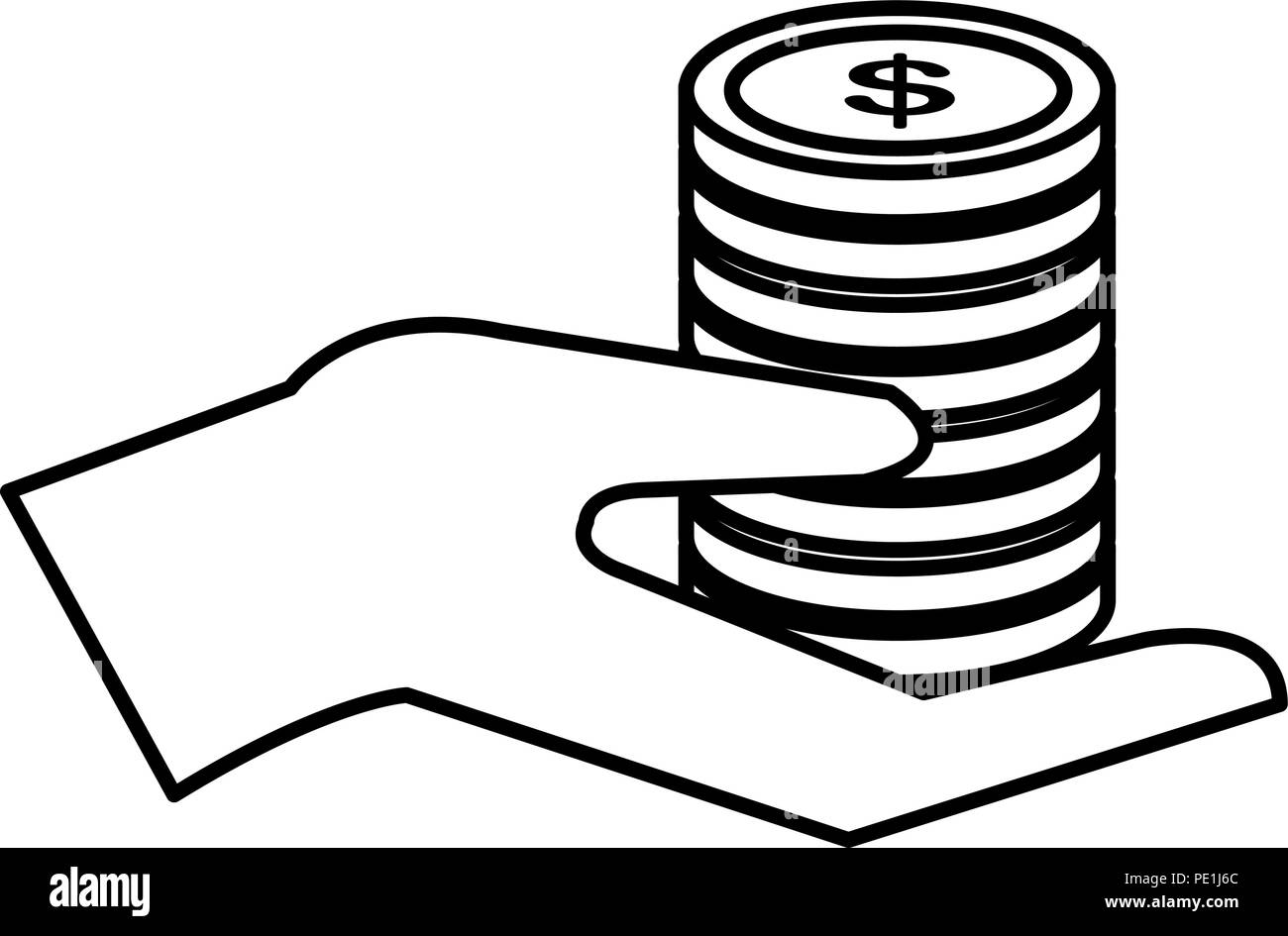 Hand pound coins Black and White Stock Photos & Images - Alamy