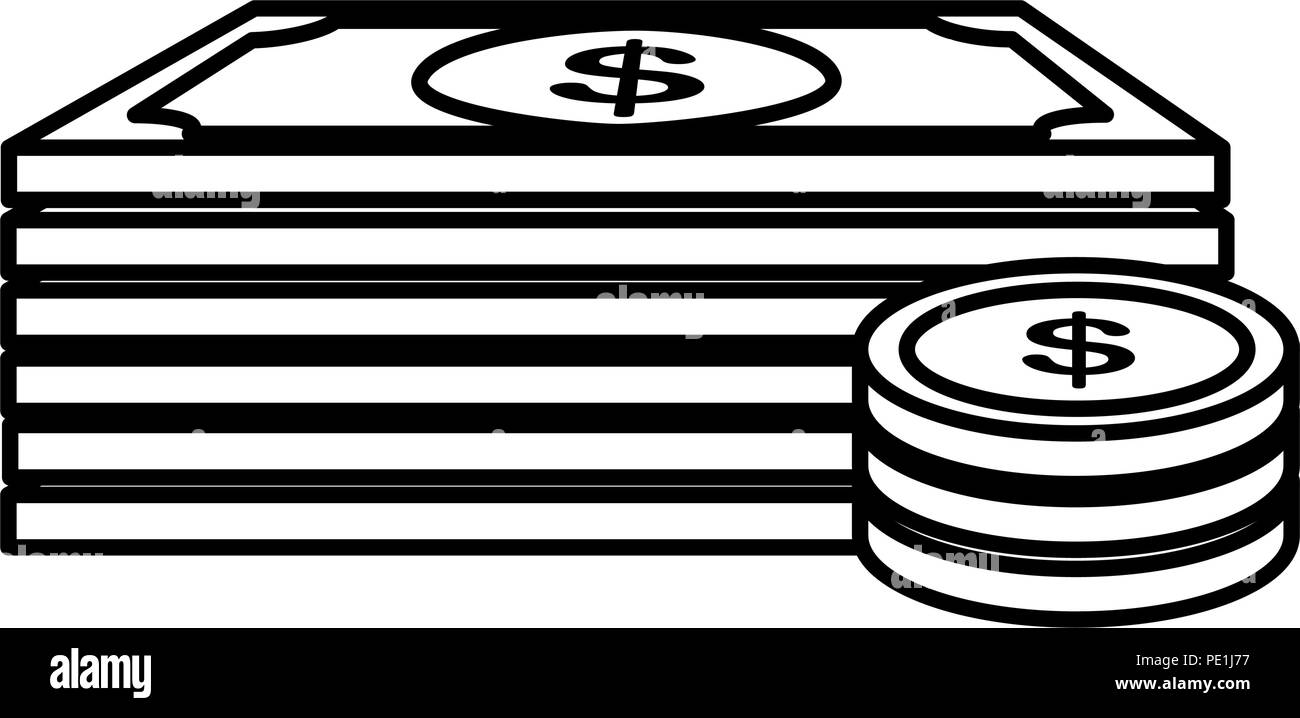 coins money with bills vector illustration design Stock Vector Image ...