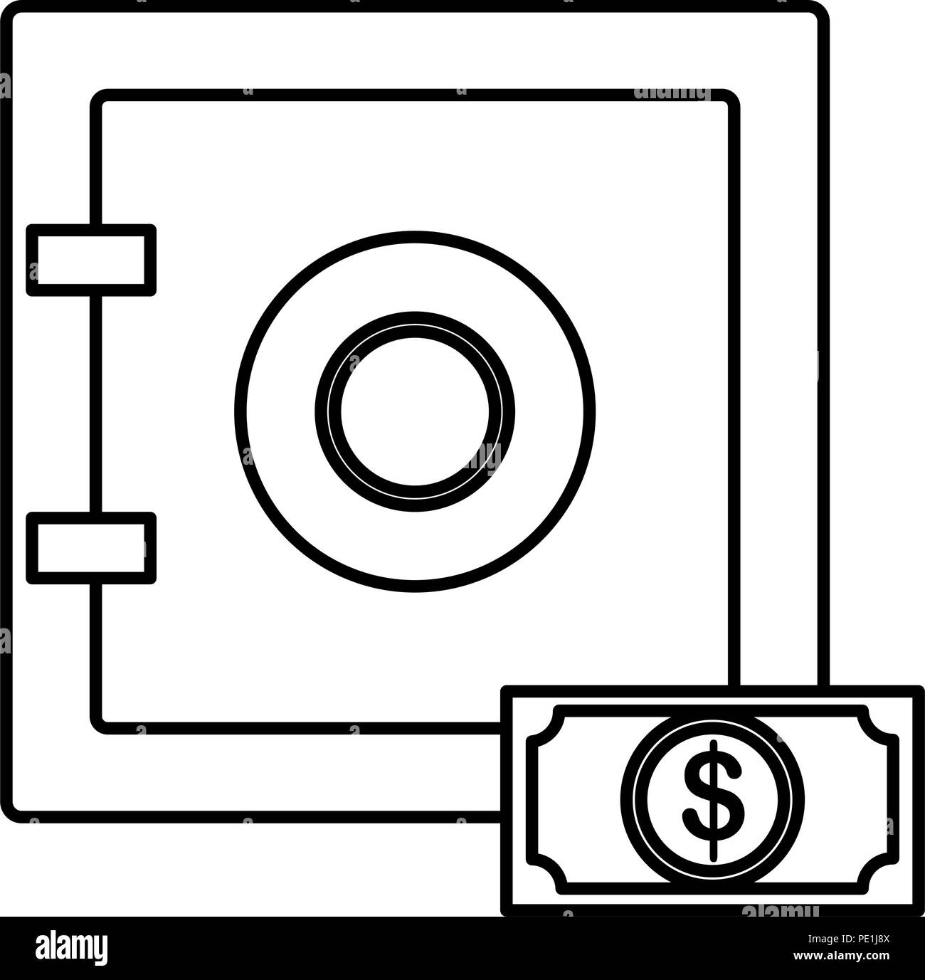 safe box with bill dollar vector illustration design Stock Vector Image ...