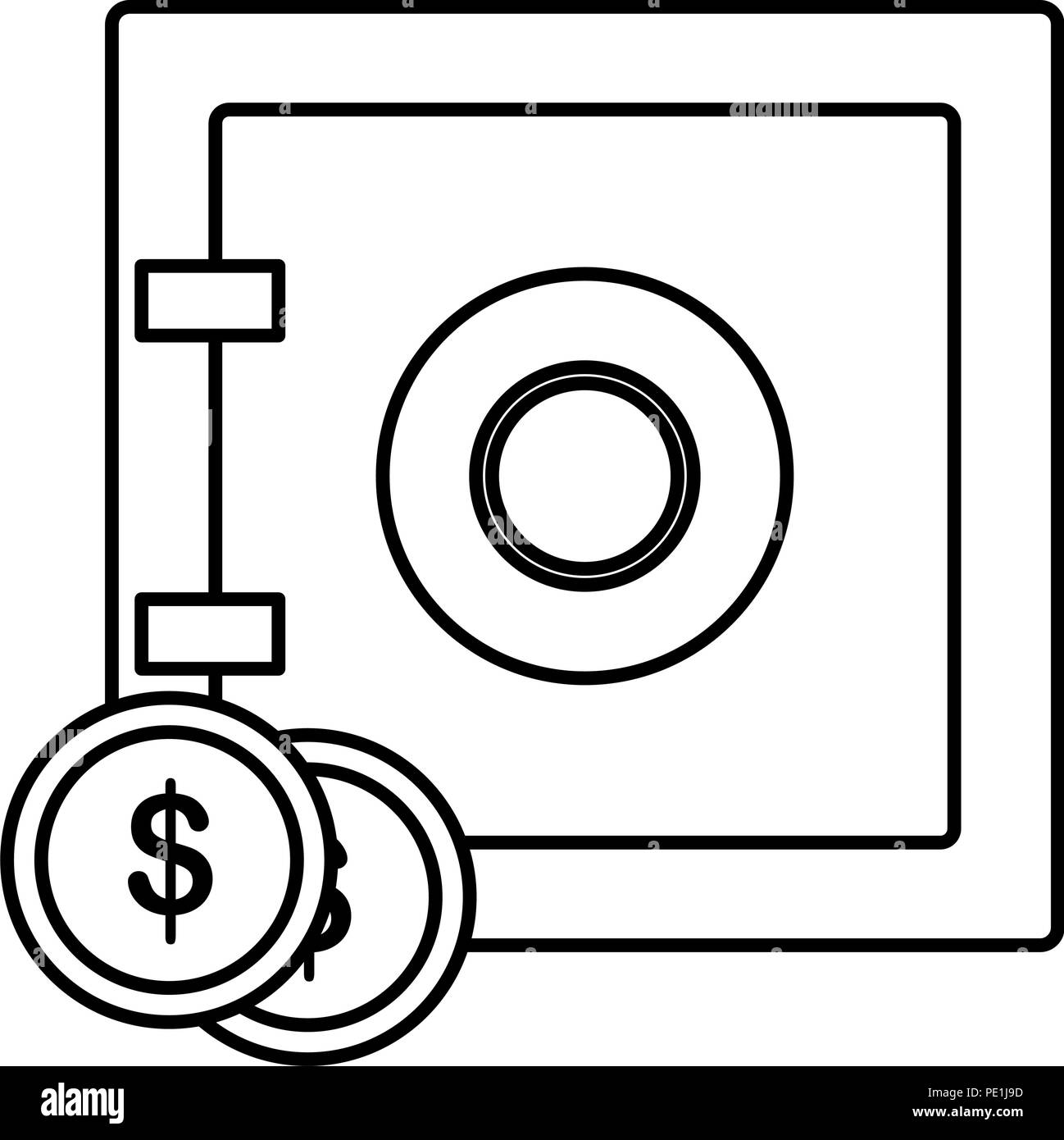 coins money with safe box vector illustration design Stock Vector Image ...